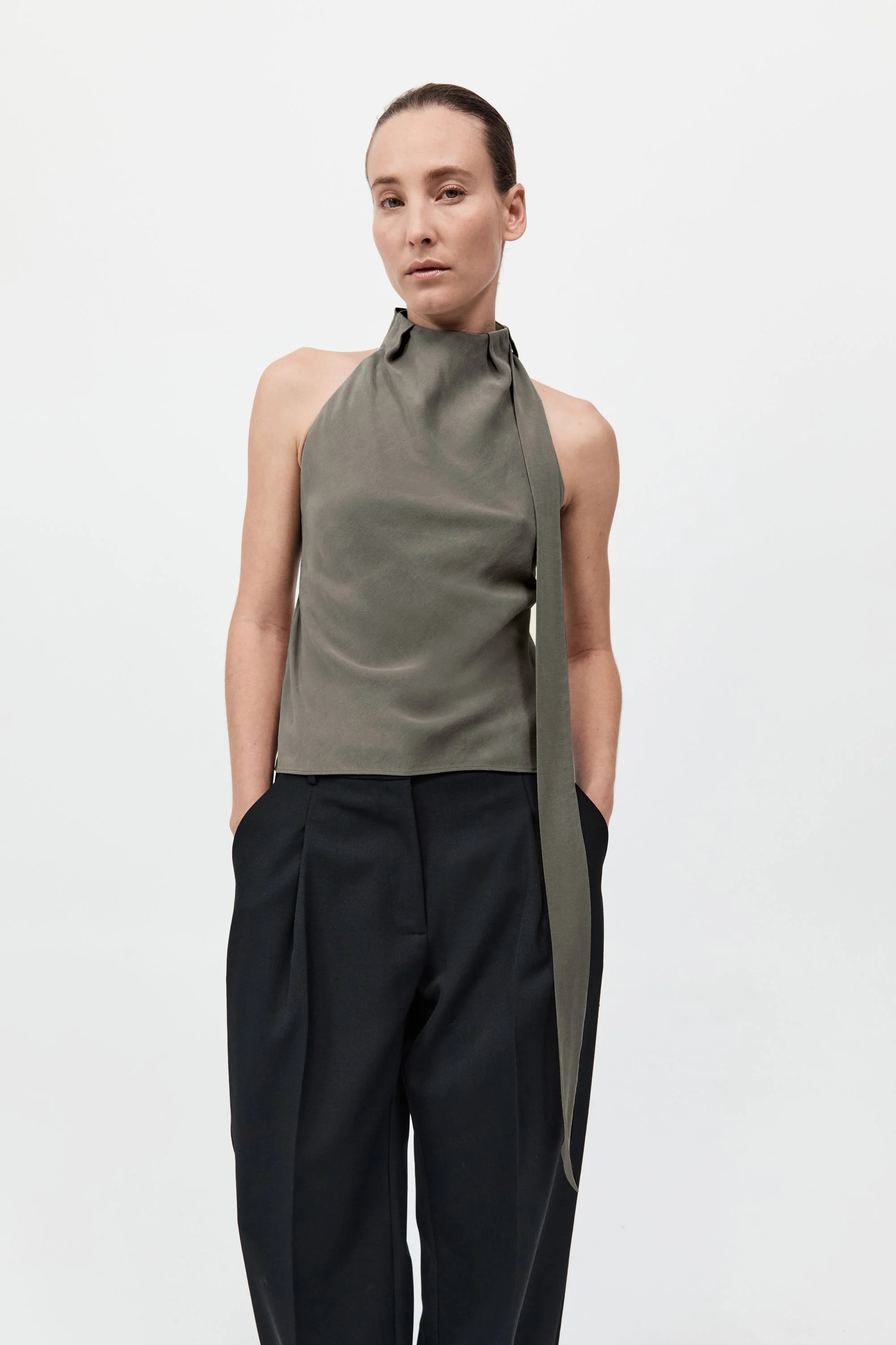 Silk Scarf Top - Smokey Olive | St. Agni (US, UK, EU)