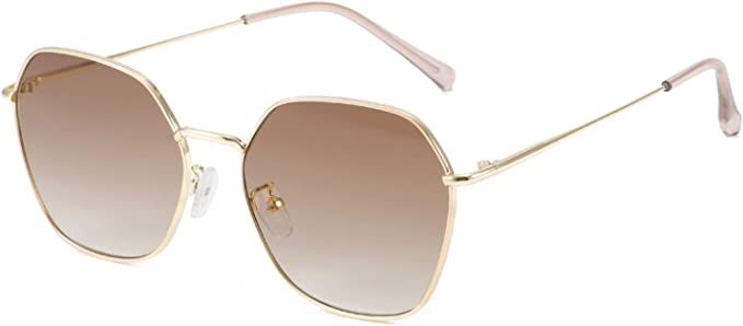 Przene Trendy Polygon Sunglasses for Women Men Metal Hexagonal Womens UV Protection Lightweight S... | Amazon (US)