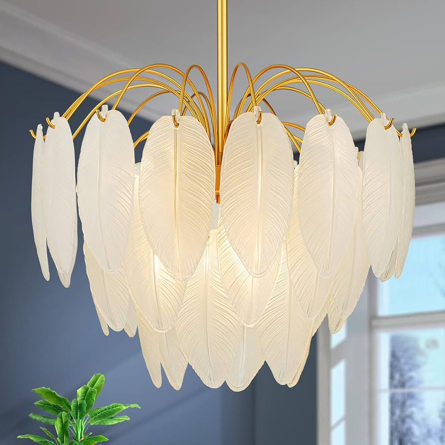 6-Lights Gold Chandeliers, Modern 3-Tier Pendant Light Fixture for Dining Room, Living Room, Adju... | Amazon (US)