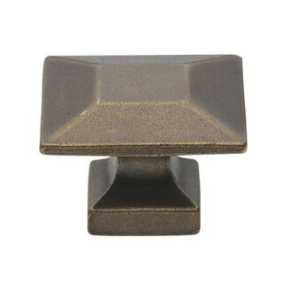 1-3/8 in. Antique Brass Square Cabinet Knob (10-Pack) | The Home Depot