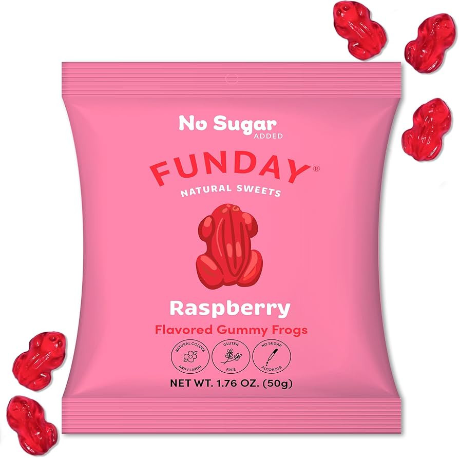 FUNDAY Raspberry Gummy Frogs – 12 Pack – No Sugar Added – Gluten-Free Gummy Candy with Natu... | Amazon (US)