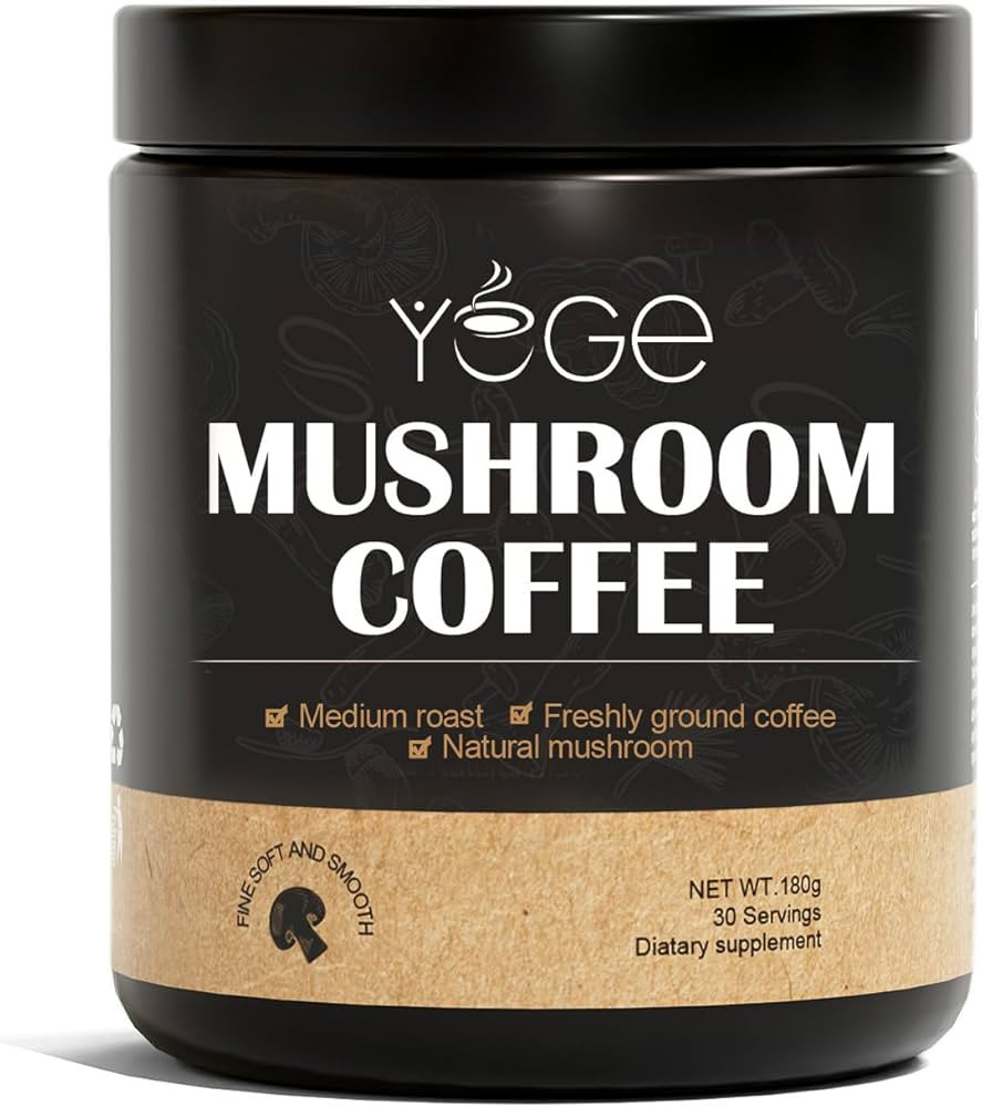 YEGE Mushroom Coffee Organic, 6 Mushroom Blend Cordyceps, Reish, King Trumpet, Shitake, Turkey Ta... | Amazon (US)