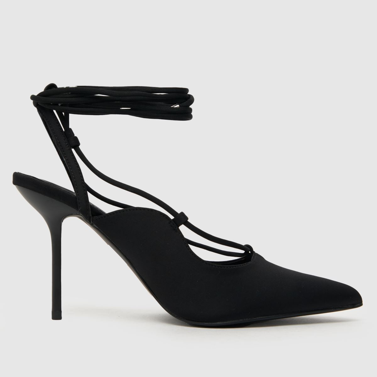 Womens Black schuh Saige Ankle Tie Court High Heels | schuh | Schuh