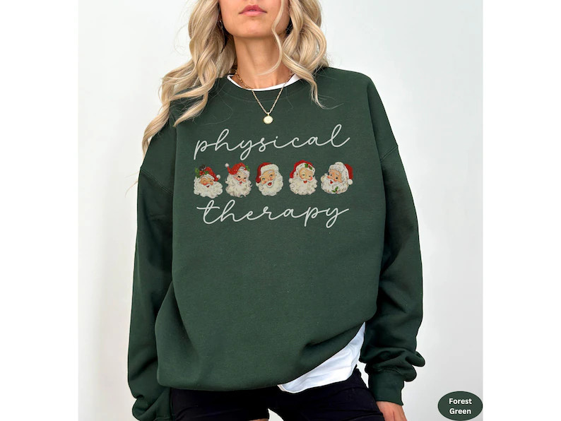 Physical Therapy Christmas Sweatshirt Retro Santas Physical Therapist Crewneck Christmas PT Shirt... | Etsy (US)