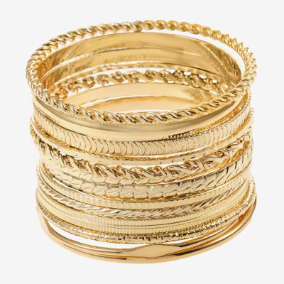 Liz Claiborne® Gold-Tone Textured Bangle Set | JCPenney