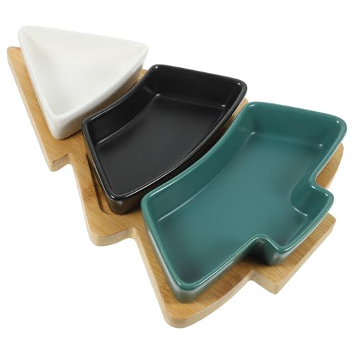 DOITOOL Christmas Tree Shaped Platter with Bamboo Base,Ceramic Serving Tray for Appetizers,Snacks,Candies,Dessert Tray,Festive Tableware Decorative Platters for Xmas Party Holiday Wedding Decor | Amazon (US)
