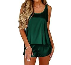 Ekouaer Women Satin Tank Pajamas Shorts Set | Amazon (US)