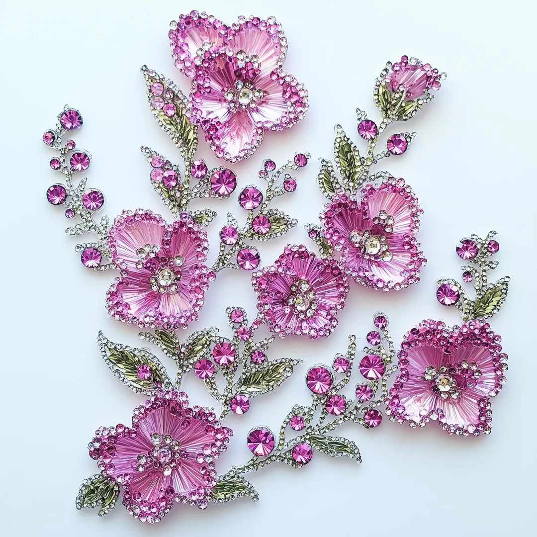 Bling Rhinestone Aplique of Pink Delphiniums - Etsy | Etsy (US)