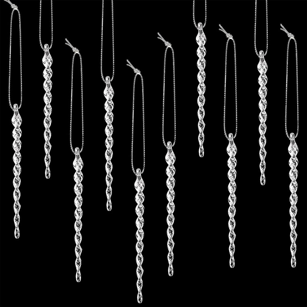 30 Pieces Plastic Icicle 5.12 Inch Twisted Plastic Icicle Christmas Ornaments Icicle Decorations ... | Amazon (US)