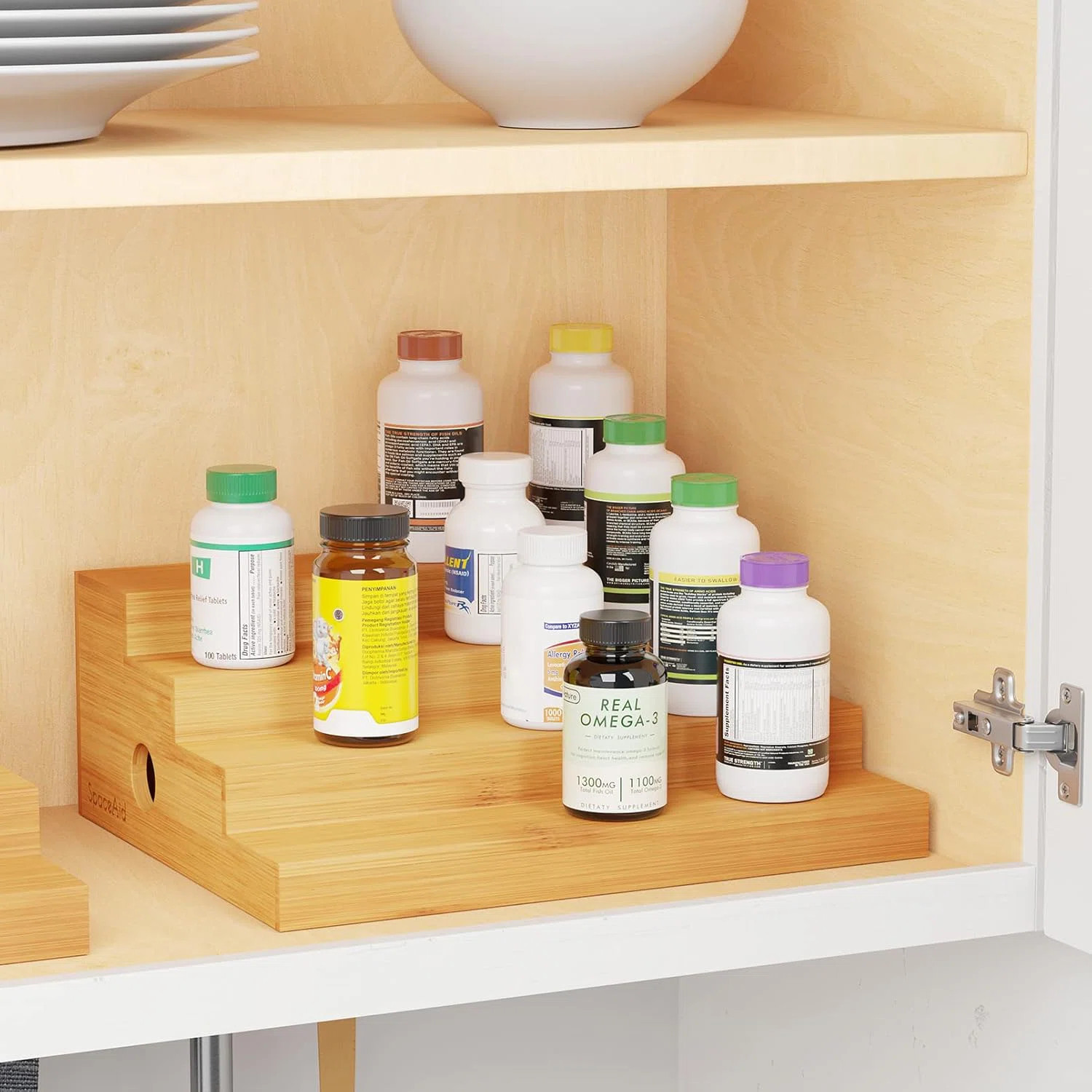 4-Tier Bamboo Spice Rack Organizer, Cabinet and Pantry Storage Shelf for Kitchen Seasonings | Wayfair North America