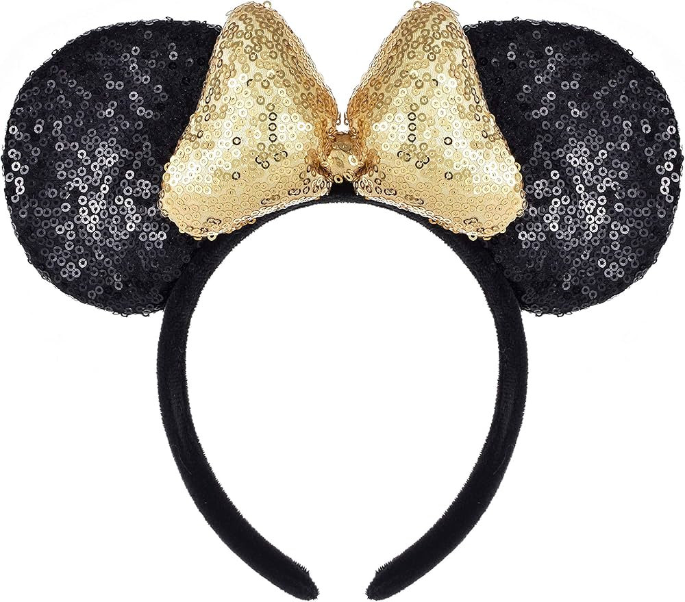 A Miaow 3D Black Mouse Sequin Ears Headband MM Glitter Butterfly Hair Clasp Park Supply Adults Wo... | Amazon (US)