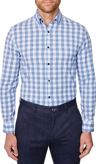 Trim Fit Plaid Stretch Performance Dress Shirt | Nordstrom