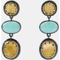 Zara - Triple Stone And Rhinestone Earrings - Anthracite Grey - M - Woman | Zara US
