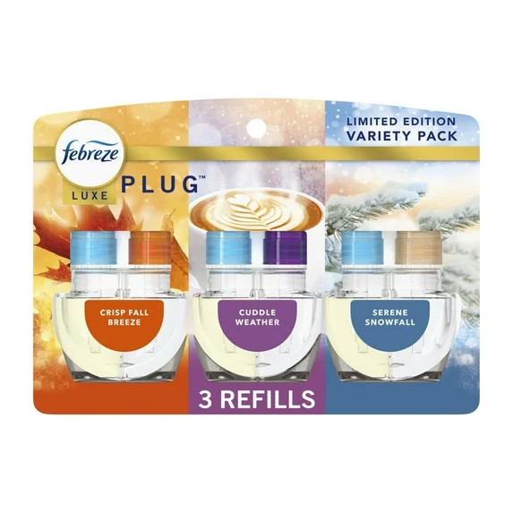 Febreze Plug In Air Freshener, Odor-Fighting Scented Oil Refill, Premium Holiday Mix, 3 Refill | Walmart (US)