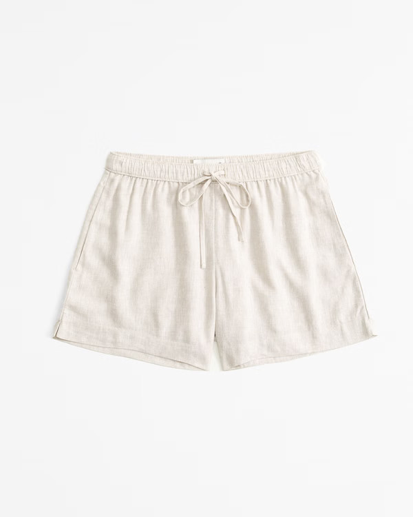 Mid Rise Linen-Blend Pull-On Short | Abercrombie & Fitch (US)