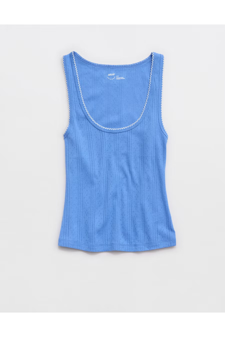Aerie Off-Duty Pointelle Tank Top Women's Laundry Blue M | American Eagle Outfitters (US & CA)
