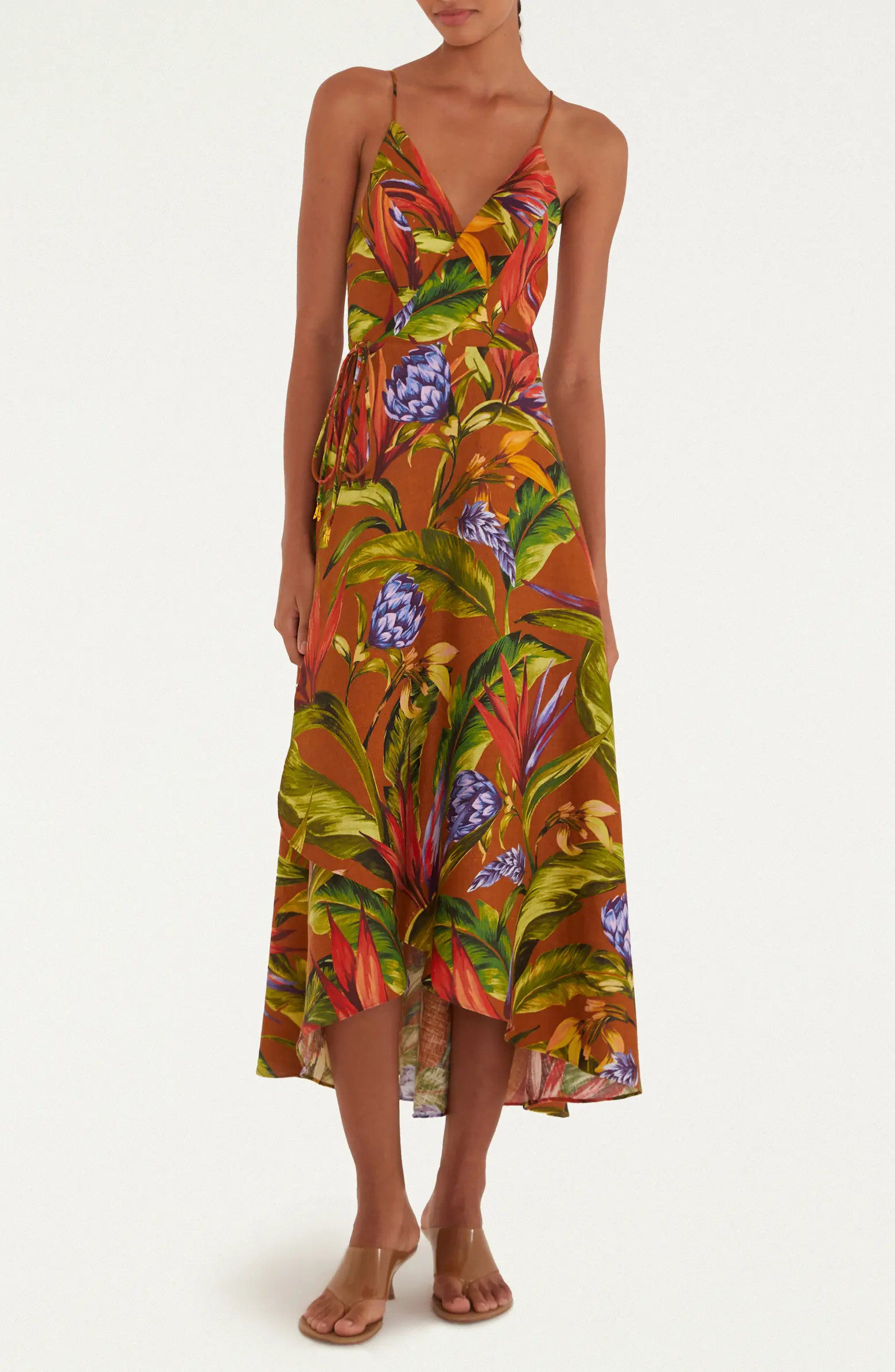 Floral Linen Wrap Dress | Nordstrom