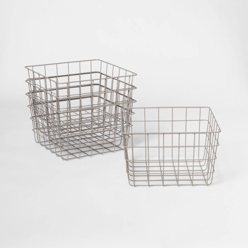 1/2 11"" 4pk Wire Basket Gray - Room Essentials | Target