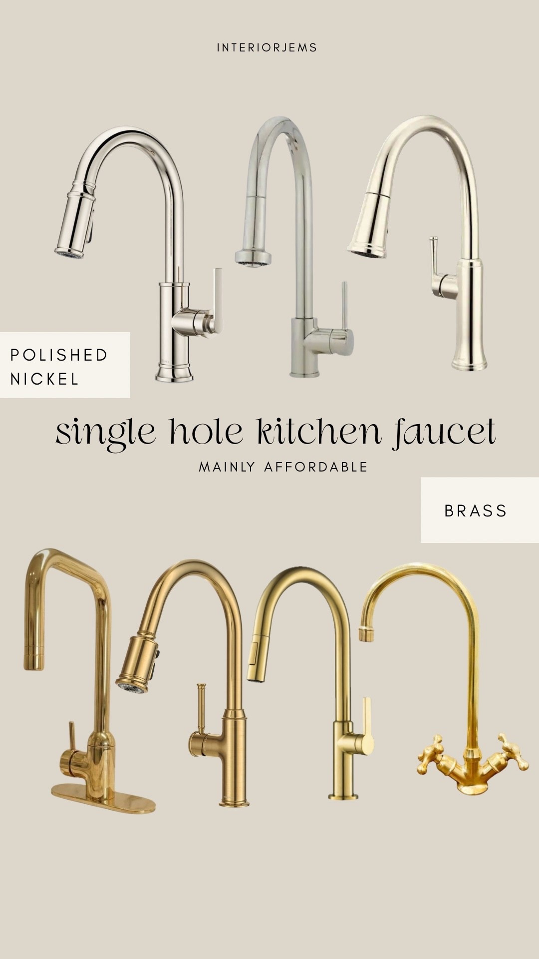 I’ve been searching for a single hole kitchen faucets in polished, nickel and brass polished nickel can be very expensive in the style. I found some semi affordable options. Some of these are also handmade from Etsy Wayfair, Home Depot, Amazon kitchen faucets.

#LTKHome #LTKSaleAlert