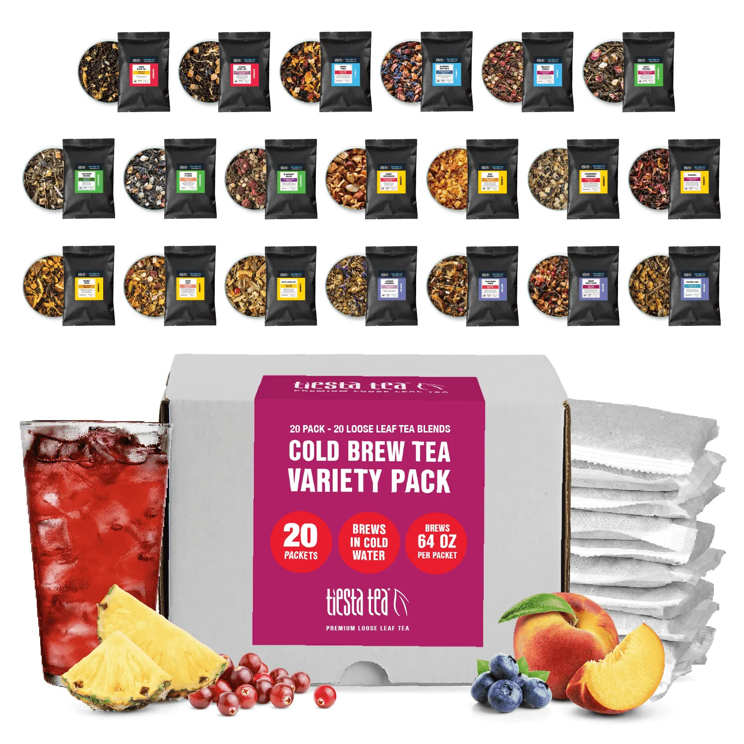 Tiesta Tea - 20 Pack Cold Brew Iced Tea Variety, Premium Loose Leaf Blend, High to Non Caffeinate... | Walmart (US)