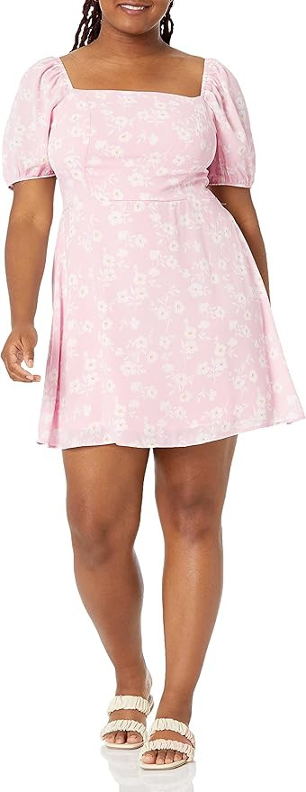 Wild Meadow Women's Puff Short Sleeve Square Neck Mini Dress | Amazon (US)