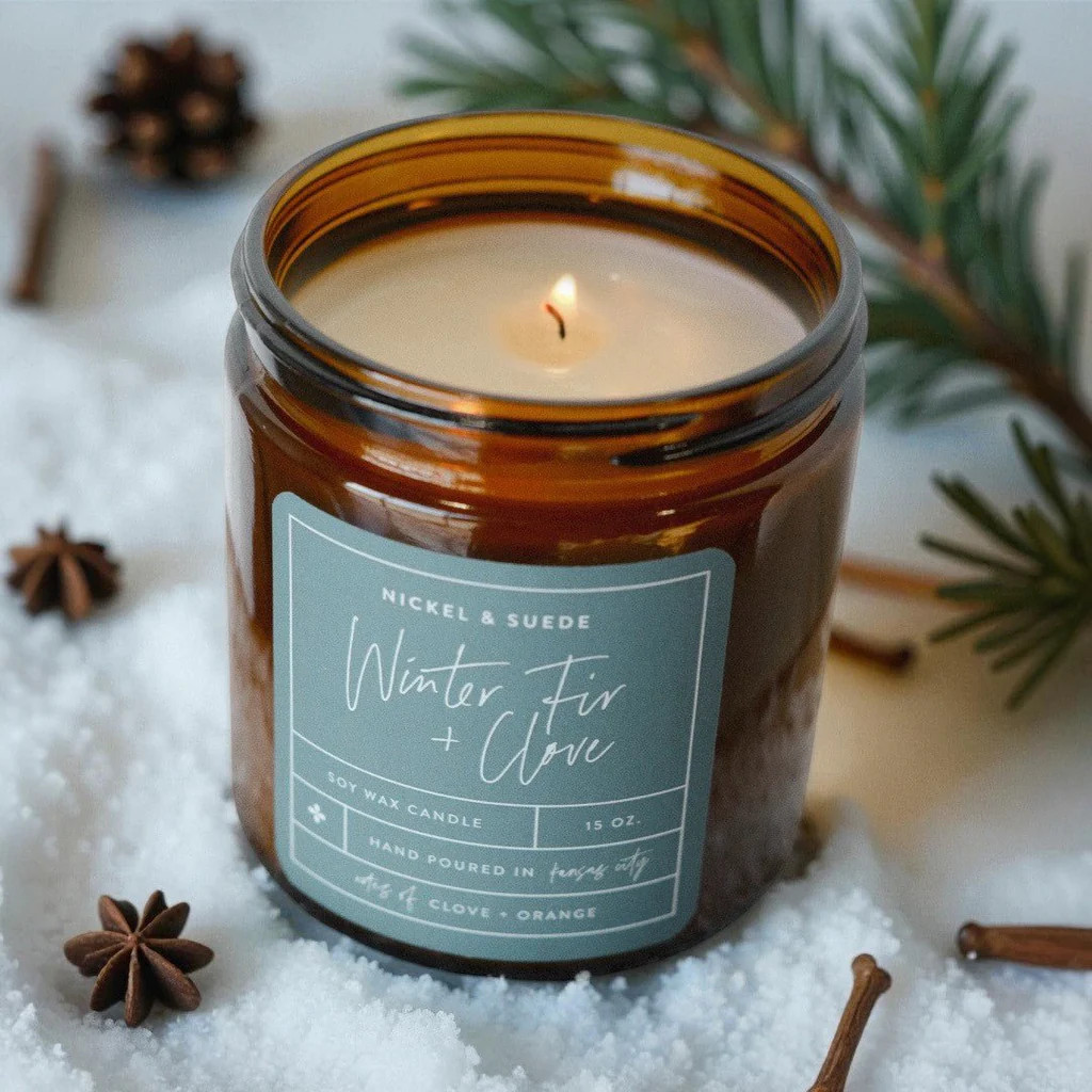 Winter Fir and Clove Candle | Nickel and Suede