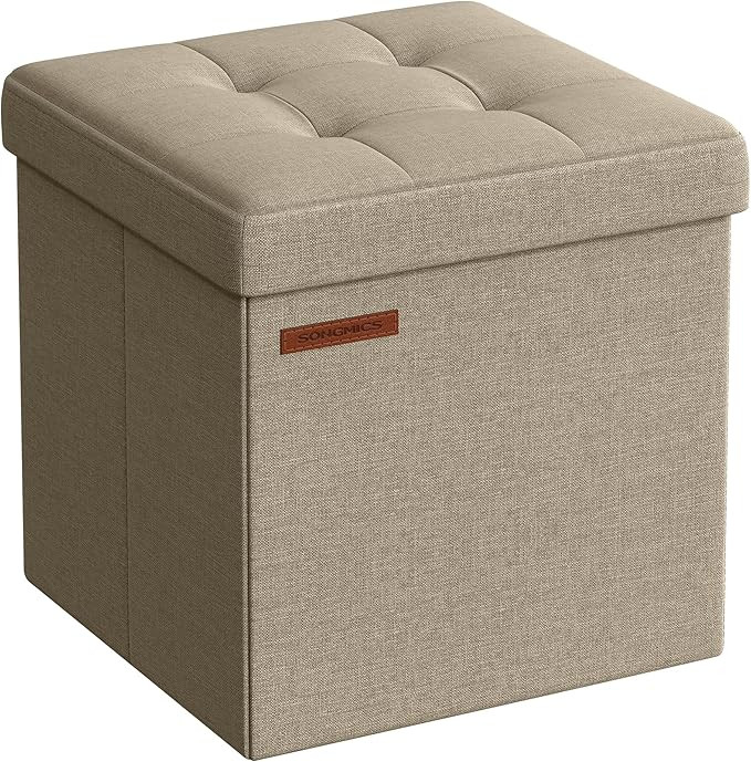 SONGMICS Storage Ottoman, Foldable Small Ottoman Foot Rest, 11.8 Inches Foot Stool, Cube Ottoman ... | Amazon (US)