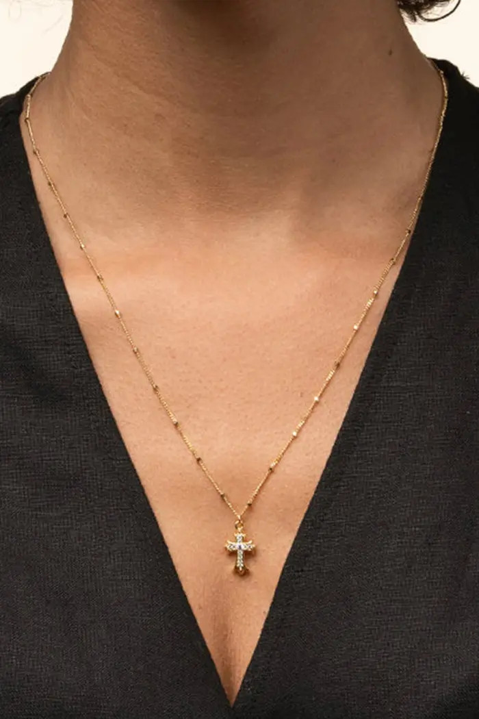 Sterling Silver 18k Gold Plated Isla Cross Necklace Faith‑Inspired | Nordstrom