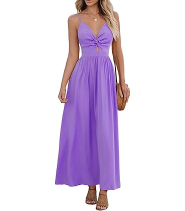 CUPSHE Women Casual Dress Beach Sleeveless V Neck Summer Cutout Spaghetti Straps Formal Maxi Sun ... | Amazon (US)