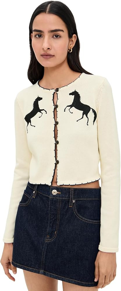 Another Girl Women's Horse Motif Knit Cardigan | Amazon (US)