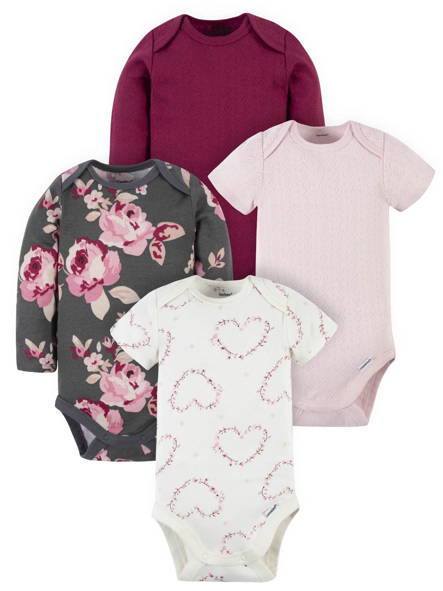 Modern Moments by Gerber Baby Girl Bodysuits, 4-Pack, Newborn-12 Months | Walmart (US)