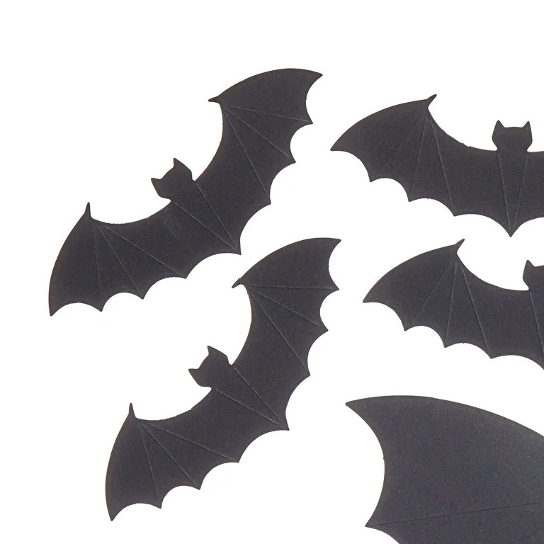 Halloween Black Bat Wall Paper Cutout Indoor Decor, Assorted Sizes, 12 Count, by Way To Celebrate | Walmart (US)