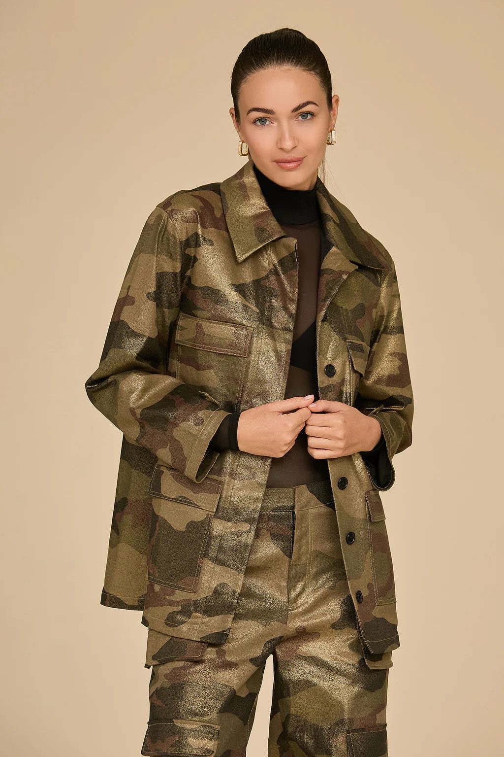 Milan Gold Dusted Cargo Jacket - Camo | The Noli Shop