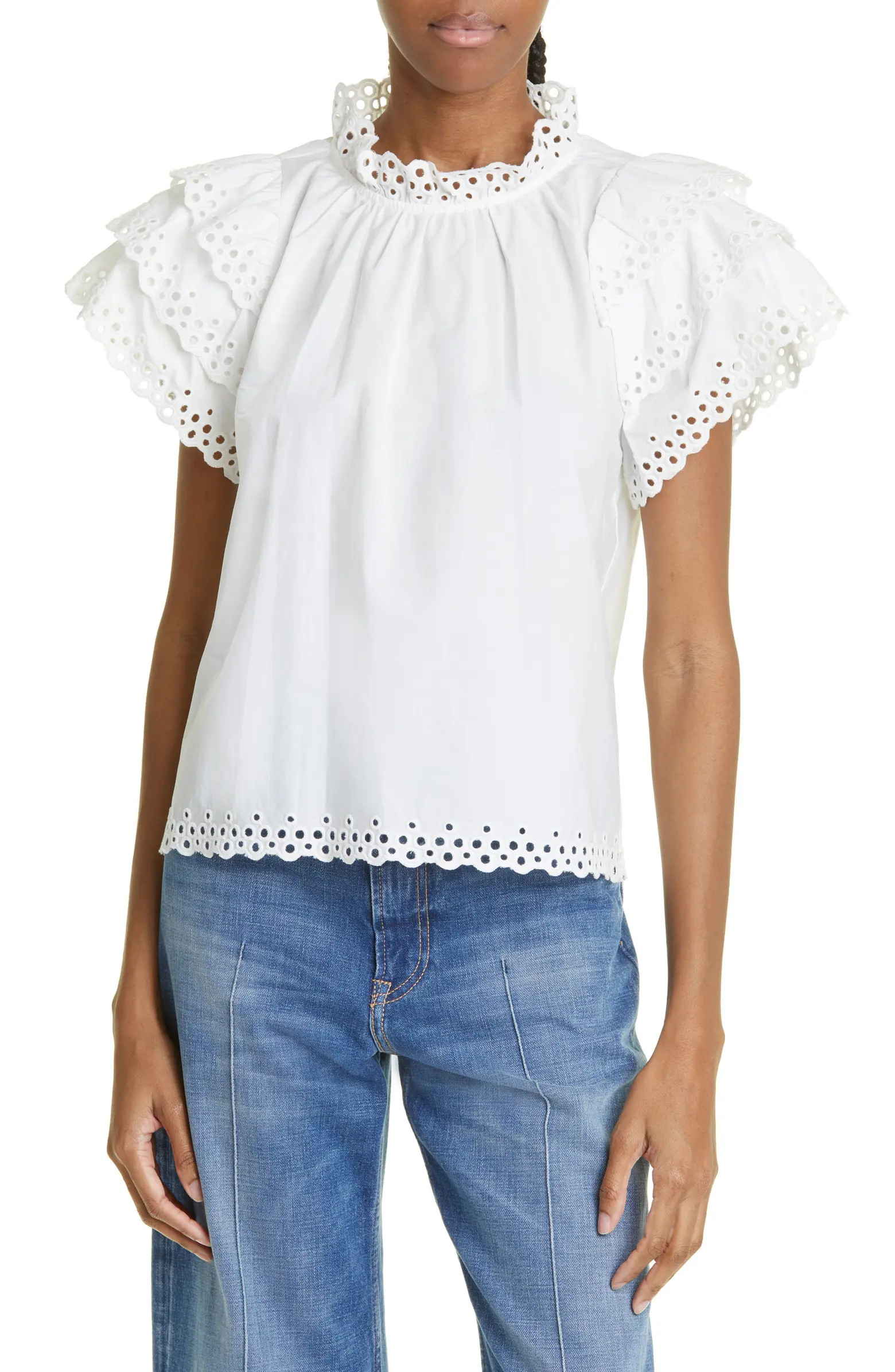 STELLAH Eyelet Trim Top | Nordstrom | Nordstrom