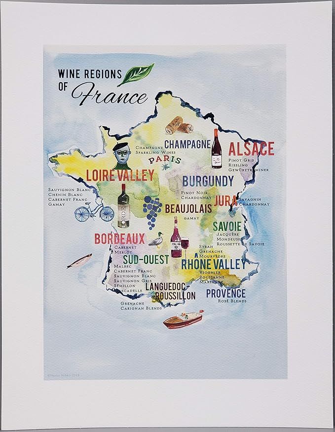 Nancy Nikko French Wine Map, Wine Regions of France, 8 1/2 x 11 (216mm x 280mm) | Amazon (US)
