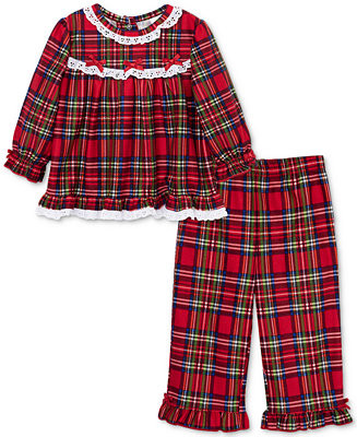 Little Me Baby Girls Plaid & Lace Top & Pants, 2 Piece Set - Macy's | Macy's
