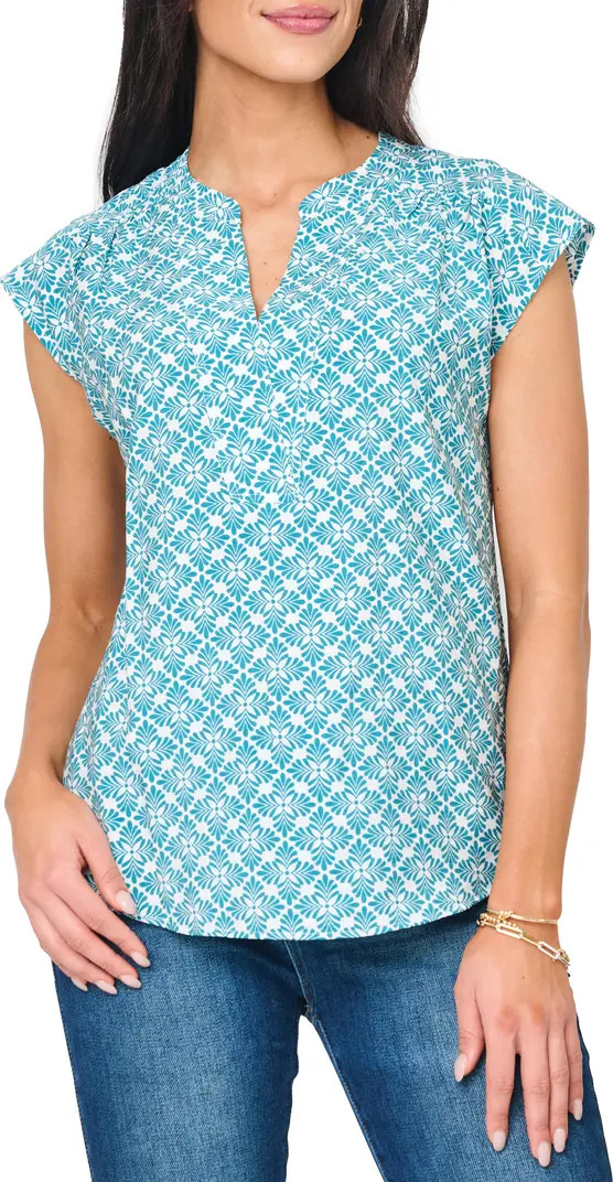 Split Neck Cap Sleeve High-Low Top | Nordstrom
