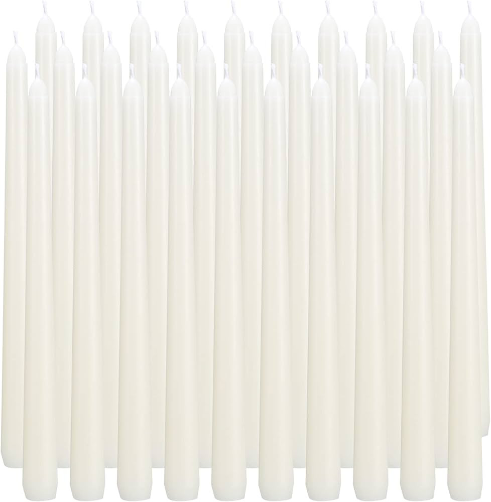 qinxiang 30 Pack Ivory Taper Candles, 10 inch (H) Dripless, Unscented Dinner Candle, Smokeless Ta... | Amazon (US)