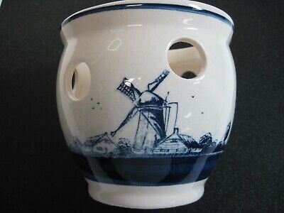 Delft Blue And White Hand Painted Holland Crocus Bulb Planter Luminary Pot | eBay US