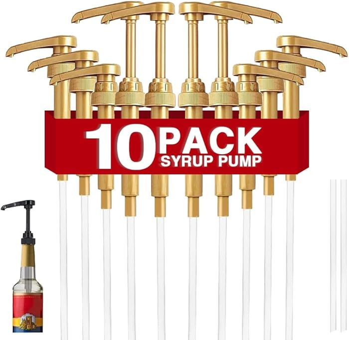 10 Pcs Gold Coffee Syrup Pump, Compatible with 25.4 Oz/750ml Bottles, Syrup Dispenser Pumps Great... | Amazon (US)