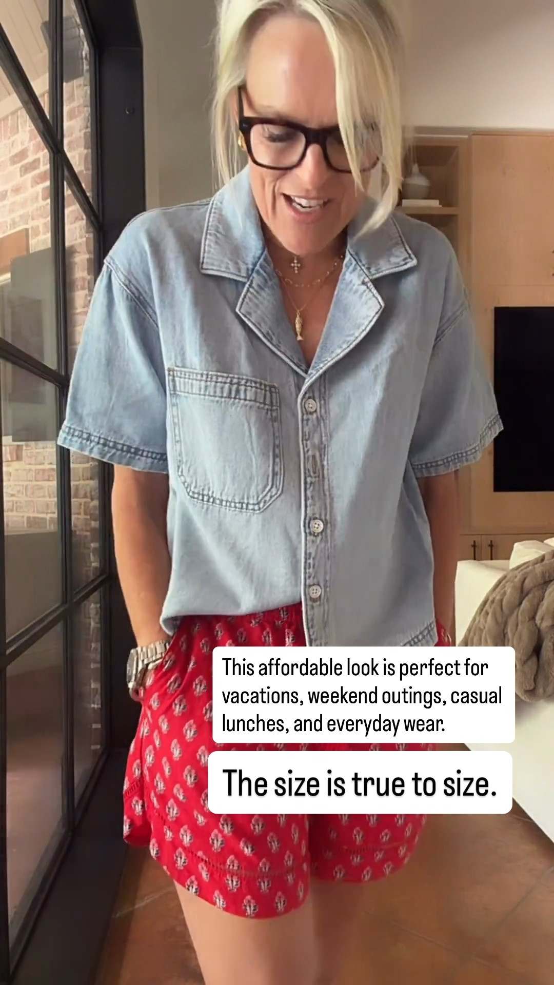 This lightweight chambray button-up pairs perfectly with these fun printed shorts for an effortless look that’s comfortable, stylish, and budget-friendly. Perfect for vacations, weekend errands, or casual lunch dates.

💡 LTK MADE EASY
❤️ Heart = Support my posts!
🔖 Save = Get sale & restock alerts
📋 Lists = Keep favorites organized
📲 Share = Send lists and products to a friend. Hello, Christmas List!
💬 Comment = Ask me anything about what I’m wearing. :-)

#LTKootd #LTKOver40 #LTKSaleAlert