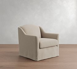 Belen Slipcovered Swivel Chair | Pottery Barn (US)