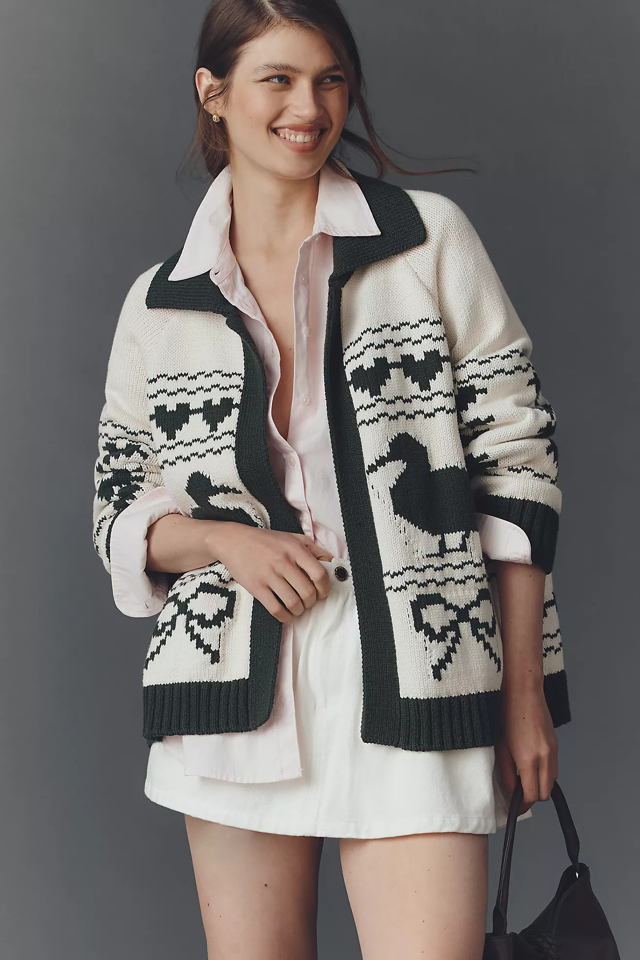 Bel Kazan Knitted Duck Icon Cardigan Sweater | Anthropologie (US)