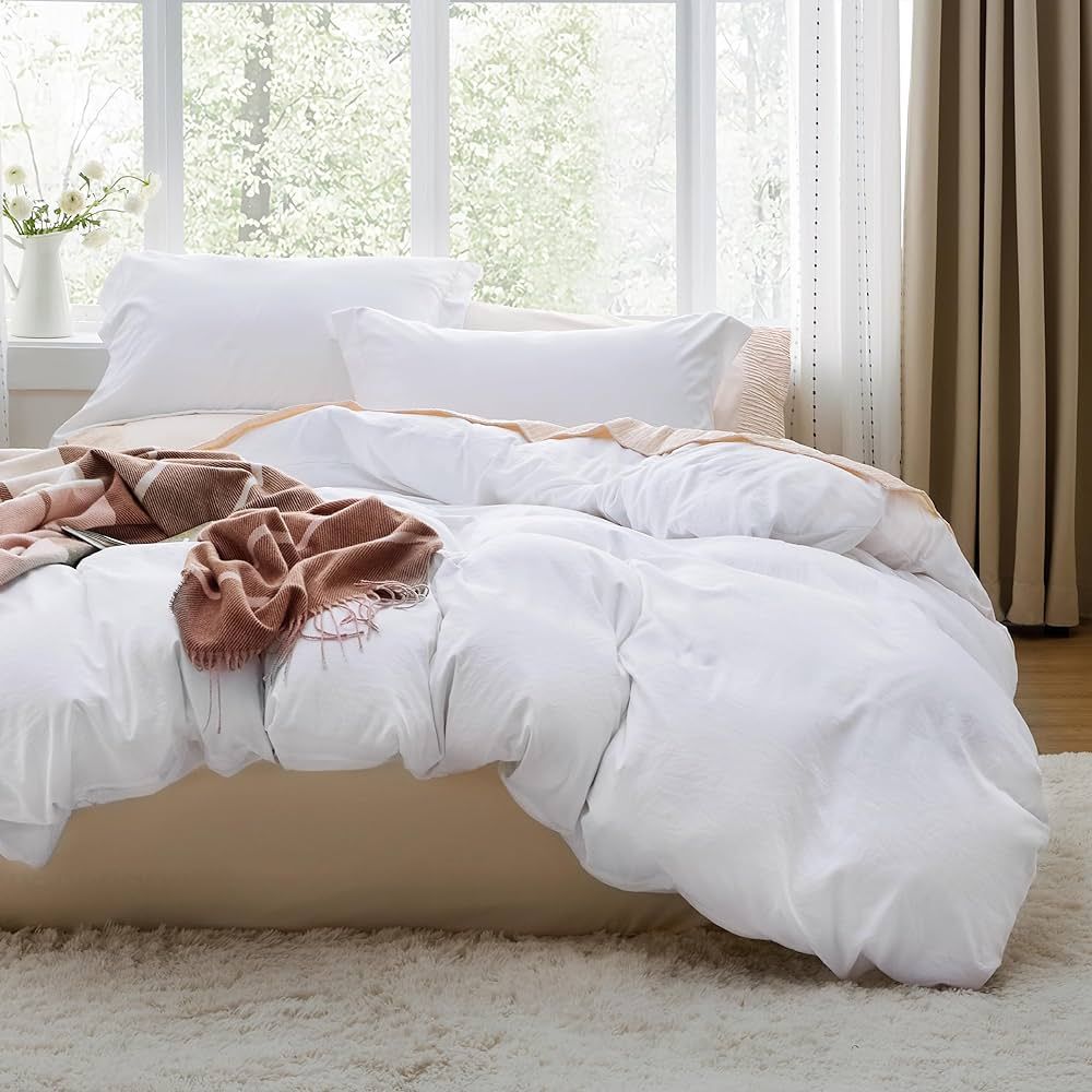 Bedsure Bright White Duvet Cover King Size - Soft Prewashed King Duvet Cover Set, 3 Pieces, 1 Duv... | Amazon (US)