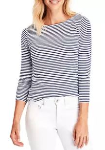Striped Simple Boat Neck T-Shirt | Belk
