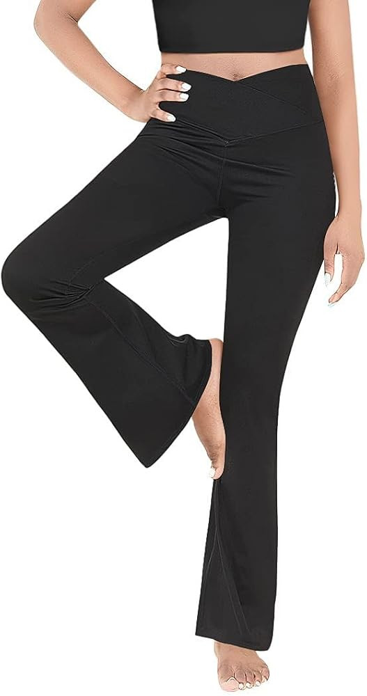 Fitoyo Align/Crossover Flare Leggings with Pocket Hight Waisted Yoga Pants 7/8-Full Length Optional | Amazon (US)