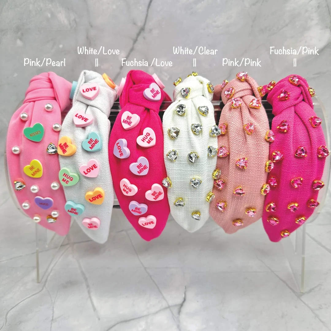 Padded Knotted Pink Headbands, Women Girl Headbands, Pink Headbands, Birthday Girl Headbands, Val... | Etsy (US)