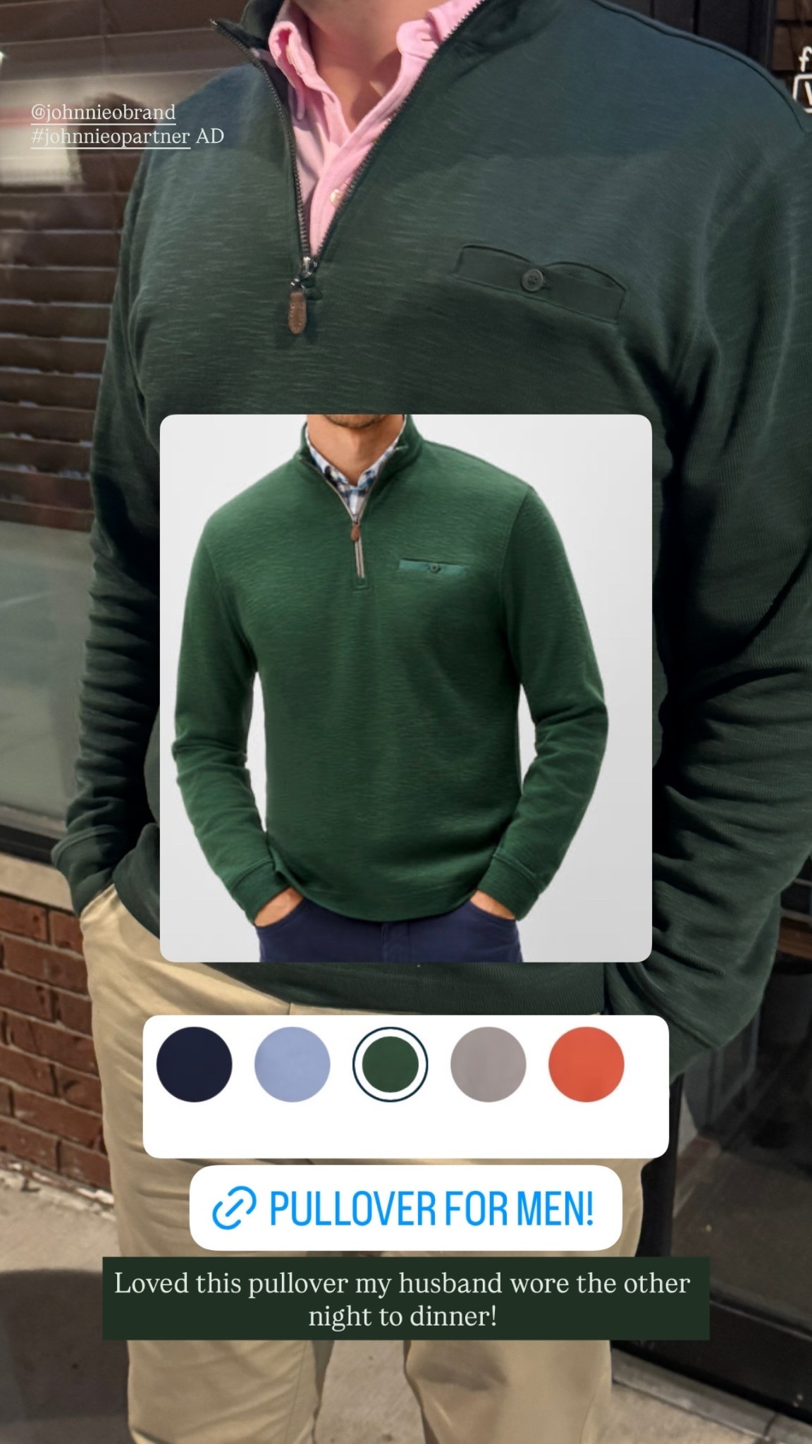 Loved this pullover my husband wore the other night to dinner! @johnnieobrand 
#johnnieopartner AD