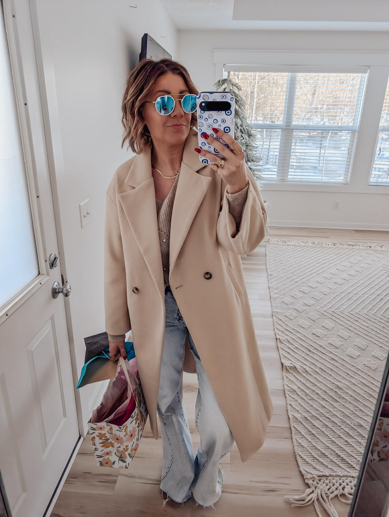 LOVE the pop of color with the neutral outfit! These Ray Bans are SO good. Also, this Amazon coat is a 10/10 wearing a L 

 #LTKootd #LTKSeasonal #LTKTall