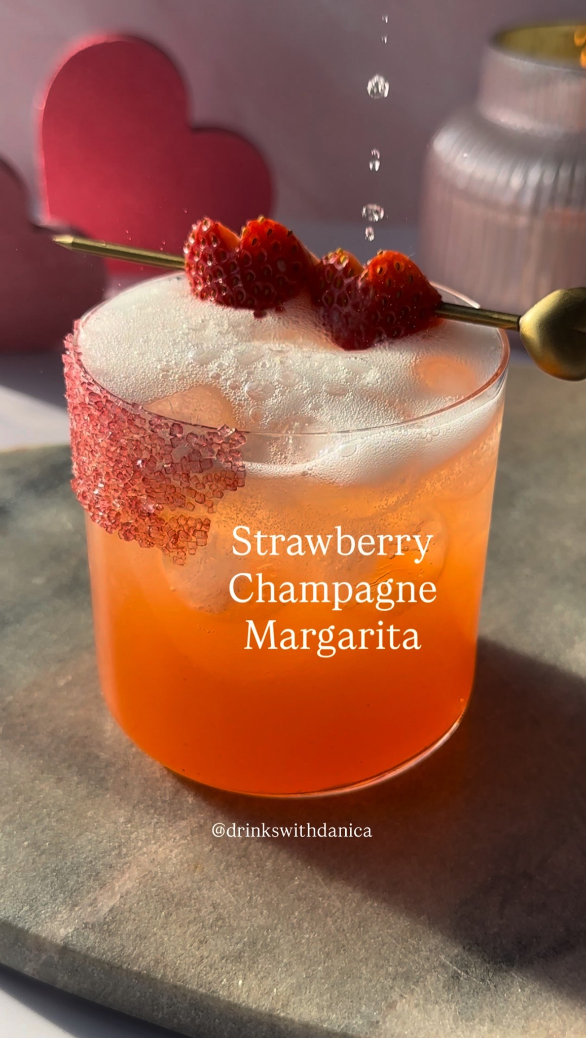Strawberry Champagne Margarita

Full recipe is at www.drinkswithdanica.com